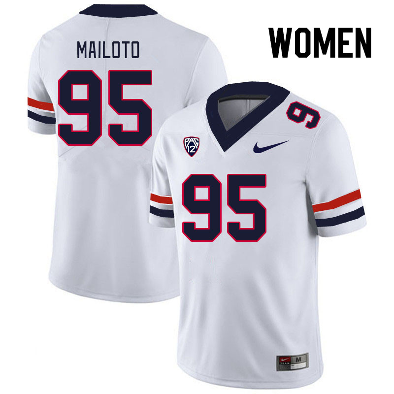 Women #95 Keanu Mailoto Arizona Wildcats College Football Jerseys Stitched Sale-White - Click Image to Close